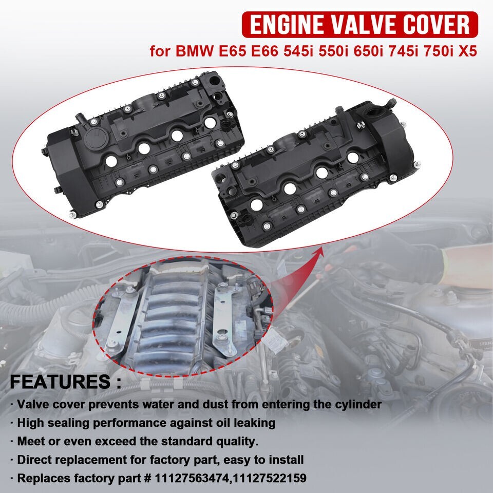Valve Cover Set w/ Gasket &Bolts for BMW N62 E65 E66 545i 550i 650i