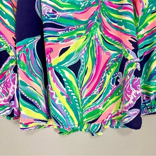 Lilly Pulitzer Elsa Silk Blouse Women’s Size XXS Colorful Multicolor Summer Boho - Picture 4 of 8