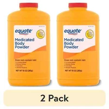 New Equate, Medicated Body Powder, Unscented, 10 oz. (2 pack)  Free Shipping