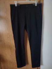 PLAID PLAIN NEW MENS BLACK SLIM FIT STRETCH DRESS PANTS 32X30 WITH LOGO