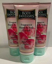 3 Body Fantasies PINK SWEET PEA Fantasy Fragrance Hand & Nail Cream  2 oz each