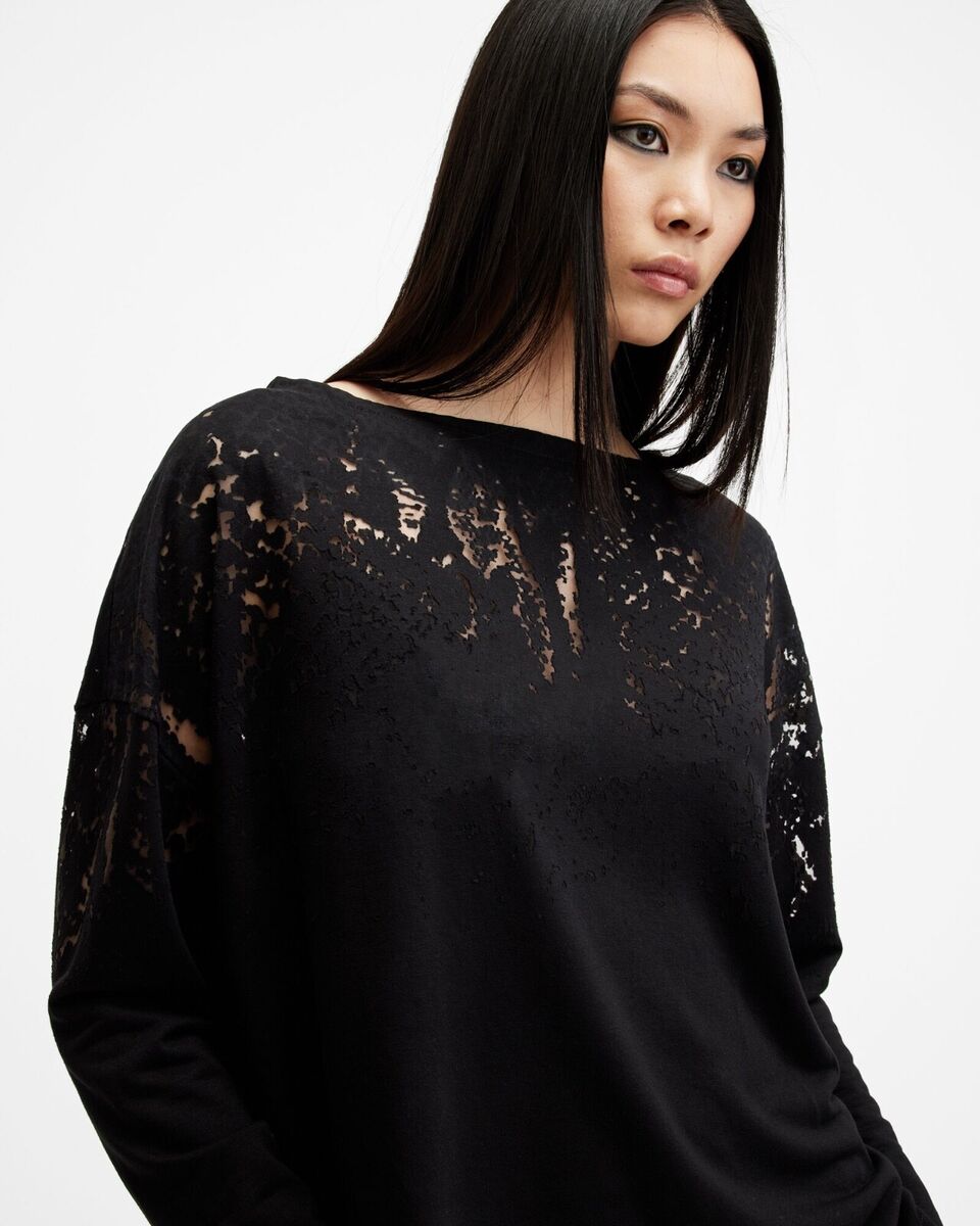 (取寄) オールセインツ レディース アキ ロング スリーブ ティー AllSaints women Aki Long Sleeve Tee Black 取寄) オールセインツ レディース アキ ロング スリーブ ティー