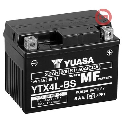 BATTERIA YUASA YTX4L-BS 12V 3Ah ADLY SS Supersonic 100 2T 2004 2005 2006