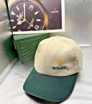 *** Rolex  Green / Cream Hat Cotton Twill / Gold Crown  ***