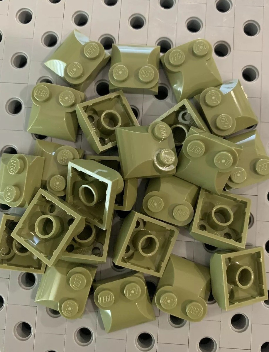 Lego Olive Green Modified Brick 2 x 2 x 2/3 Two Studs Curved Slope
