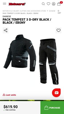 Dainese Tempest 3 D-Dry Jacket & Pants Cambo  Black,Gray Size Eu52
