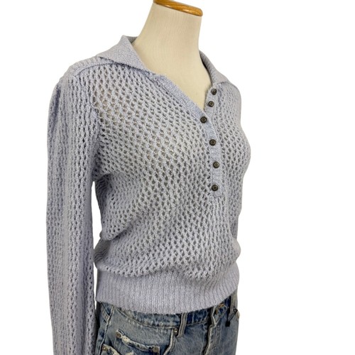 We The Free People Sweater Women's Small Snowdrift Peri Ice Recycled Knit Purple - Picture 2 of 13