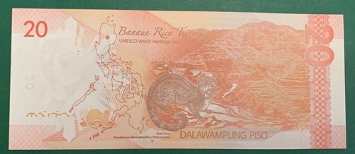 2012 PHILIPPINES NOTE 20 PISO PREFIX XQ BANAUE RICE TERRACES CAT UNESCO UNC - Picture 2 of 2