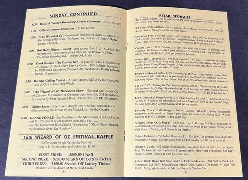 The 16th Annual Wizard of Oz Festival Booklet - Chesterton, Indiana Sept. 1997 - Picture 9 of 17