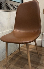 Brown Upholstered Dining Chair, Wood Frame & Legs, Indoor, 86 x 45 x 86cm