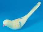 Vintage FENTON Custard Opaque Glass, Hand Painted Blue Birds, Artist Signed.