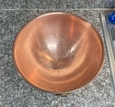 Mauviel 10” Copper Egg Beating Bowl w/Loop Handle Vintage Hand Made In France 