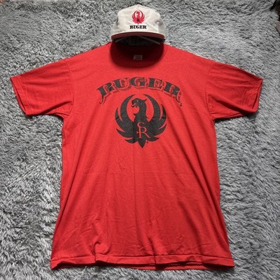 Vtg 80s Belton Ruger Firearms T Shirt Adult Sz XL Single Stitch Plus Trucker Hat