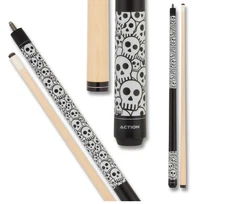 Action Kids JR18 52in Black & White Cartoon Skulls Pool/Billiards Cue Stick