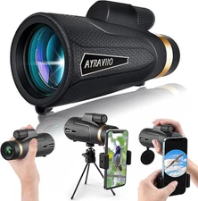 12x60 Monocular Telescope with Smartphone Holder Upgraded Tripod SMC & BAK4 Scop