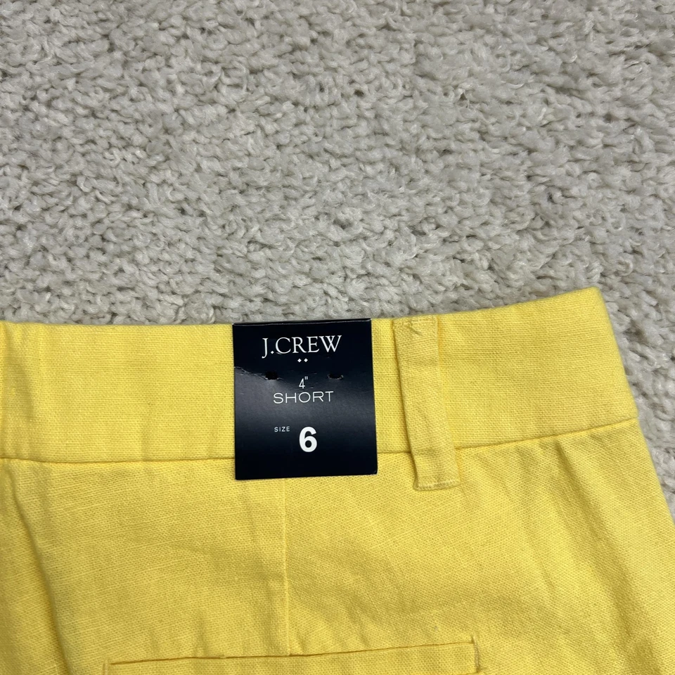 J Crew Shorts Womens 6 Yellow Linen Blend Scallop Hem 4 Preppy Summer New Tags - Image 3 of 4
