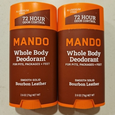 #ad Mando Whole Body Deodorant Smooth Solid Bourbon Leather Scent X2 $19.99