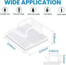 30 Pcs Adhesive Clear Cable Clips  Wire Organizer for Desk  Car
