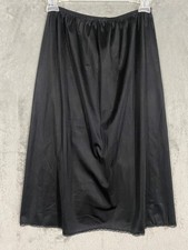Vintage Vanity Fair Half Slip Skirt Women Medium Black Nylon Tricot Lace 26 Inch
