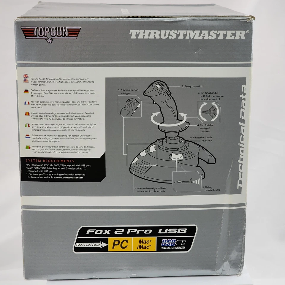 Thrustmaster Top Gun Fox 2 Joystick USB For PC & Mac Flight Stick New Open Box - Image 2 of 4