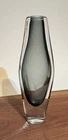 Vintage 1960’s Murano Glass Gray Sommerso Teardrop Vase MCM