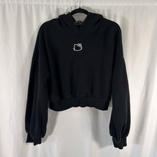 Hello Kitty X Forever 21 Hoodie Women's Large Black Cat Ears Bow Pullover