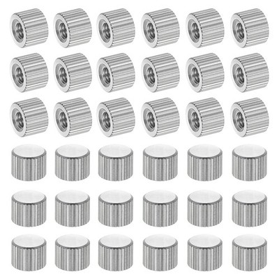 M4 Knurled Thumb Nuts 50pcs Nickel Plated Flat Head Blind Hole, D8mm x H6mm