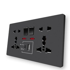 Dual USB & Type-C Wall Socket 13A UK Plug Outlet Fast Charger Switch