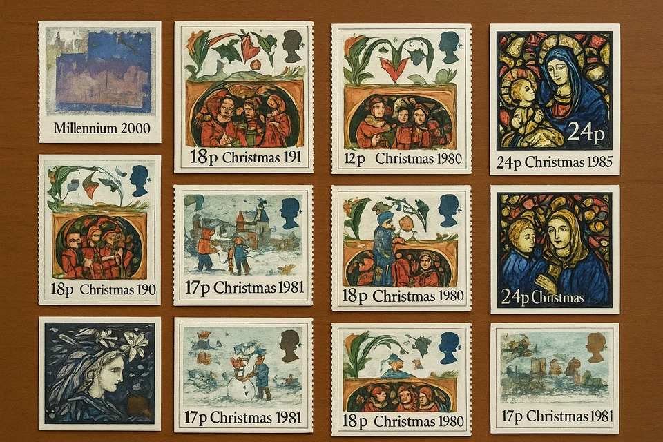 🇬🇧 UK Christmas Stamp Lot QEII 1973–2000 Set of 12 Used Royal Mail Vintage Mix - Image 2 of 3