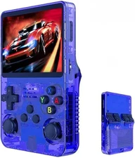 Blue R36S Handheld Game Console 3.5 Inch IPS Screen 20000+ Games Video Games