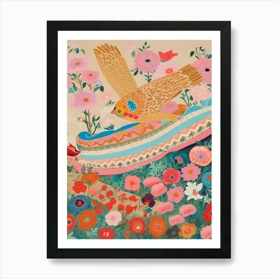 Maximalist Vogel Gemälde Lerche 2 Kunst gerahmt Wandbild Poster Leinwanddruck Bild