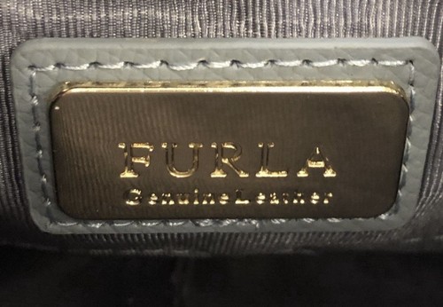 Furla Metropolis Mini Crossbody Bag Blue Leather Gold Chain Rare w/ Key - Picture 12 of 14