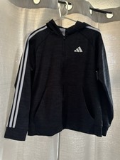 Adidas Youth Large 14/16 Essential Track Warm Up Jacket Black Gray Full Zip