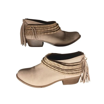 BCBGeneration BG-CRAFTEE Tan Leather Fringe Braided Rope Ankle Boots Mens 9.5M - Image 1 of 4