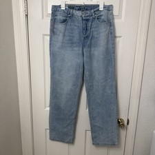 Wild Fable High Rise Straight Leg Women  s Size 12 Light Blue Denim Bow Jeans NWT