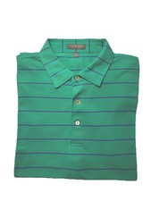 Peter Millar Summer Comfort Men  s Golf Polo Shirt XL Short Sleeve Green Striped