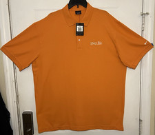 Nike Golf Vintage Y2K Men's 2XL Orange Polo Shirt ING Logo Embroidered Swoosh