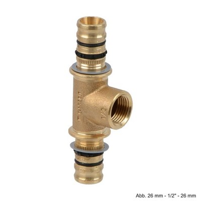 Geberit Mepla T-Stück 90 Grd. m. IG 20 mm - 1/2'' - 20 mm