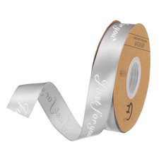 1" 50 Yard Wide Satin Ribbon Grosgrain Ribbon, Just for You, Grey