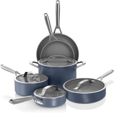 Ninja Ceramic Pro 10Piece Cookware Set, NonStick Pots & Pans Set with Glass Lids
