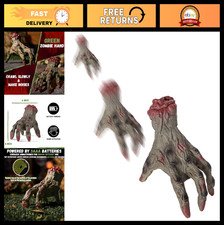 Crawling Zombie Hand Animatronic - Sound Activated Scary Decor for Halloween Yar