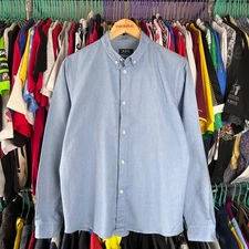 APC Casual Blue Cotton Button Shirt Size M