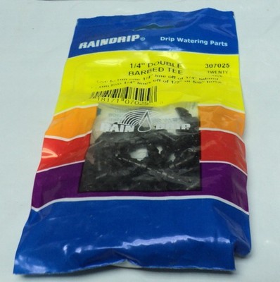 25-Pack Raindrip Barbed 1/4'' Tee Sprinkler Drip Irrigation Connector 307025