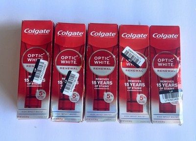 5 Colgate Optic White Renewal High Impact White Toothpaste 3oz, Imperfect Box