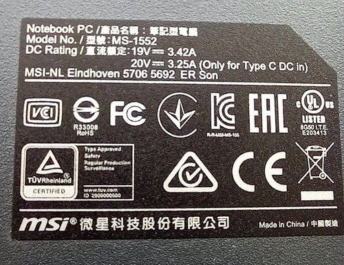 MSI Modern 15 A11Mu MS-1552 Bottom Case Untere Abdeckung 307-55LDA11-TA2-B - Bild 5 von 6