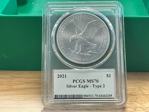 2021 American Silver Eagle $1 Coin Type 2 MS70. PREMIER. PCGS CERT