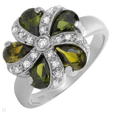 Flower Ring With 4.10ctw Cubic zirconia in 925 Sterling silver Size 9