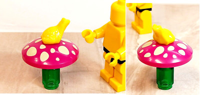 New LEGO BIG MUSHROOM Toad Stool FROG Yellow Green Spots Magenta TALL Unique
