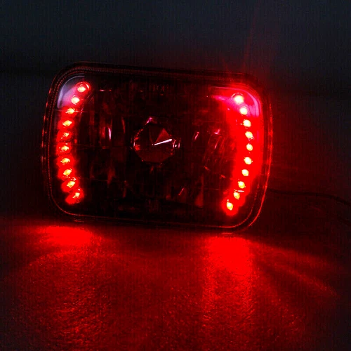 Pair 7x6" 5x7" Inch Red LED Headlight Fit Chevy Express Cargo Van 1500 2500 3500 - Picture 5 of 9