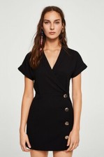 MANGO (ZARA Group) Black short buttoned DRESS Size EUR L USA 8